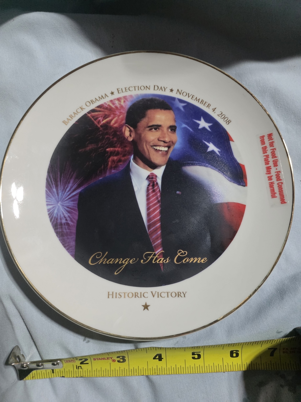 Commemorative Decorative Obama Plate - Historic Victory